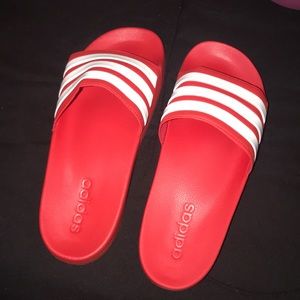 Adidas Red Pool Slides. Men’s Size 8. Never Worn.